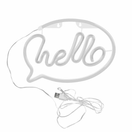Decoração de parede LED com néons HELLO LED/3W/3xAA USB rosa