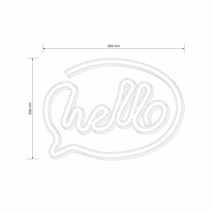 Decoração de parede LED com néons HELLO LED/3W/3xAA USB rosa