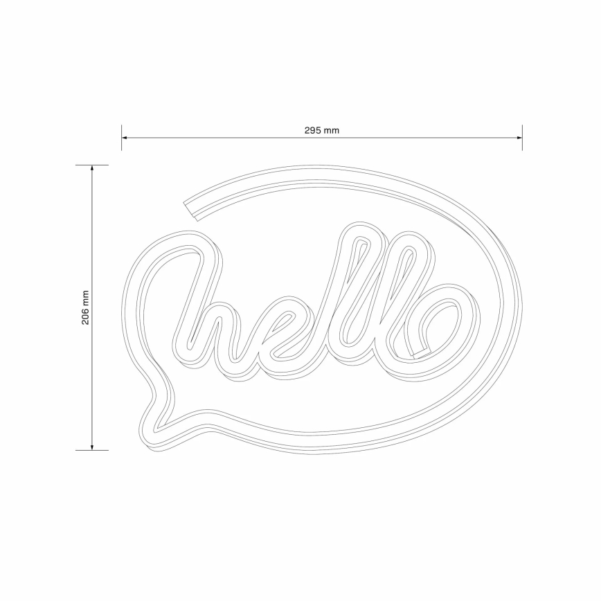 Decoração de parede LED com néons HELLO LED/3W/3xAA USB rosa