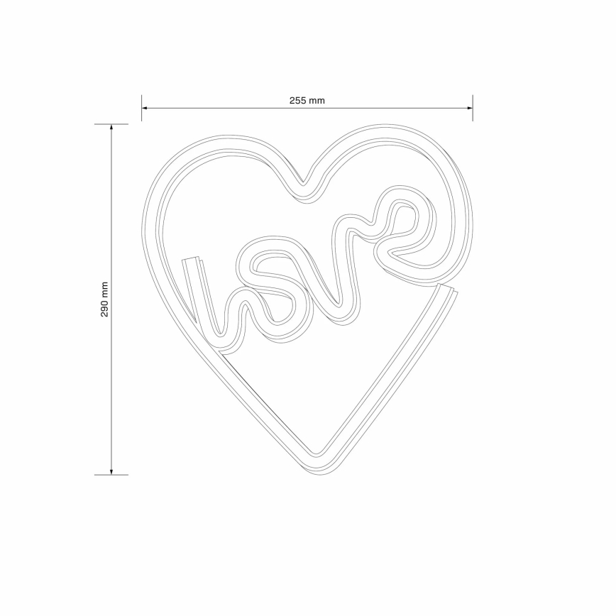 Decoração de parede LED com néons LOVE LED/3W/3xAA USB rosa