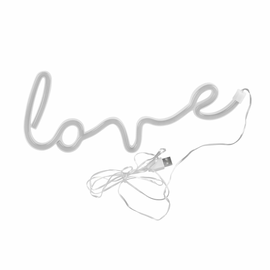 Decoração de parede LED com néons LOVE LED/3W/3xAA USB vermelho
