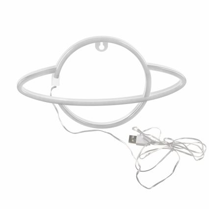Decoração de parede LED com néons PLANET LED/3W/3xAA USB azul/amarelo