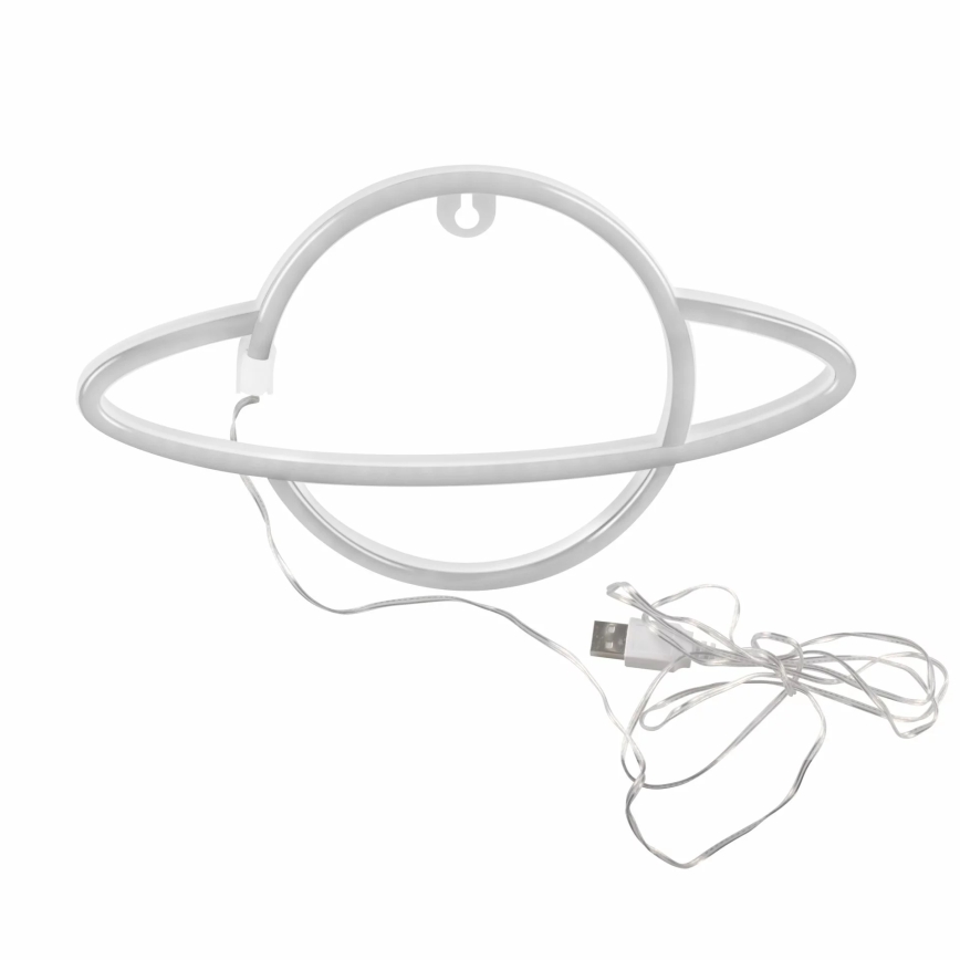 Decoração de parede LED com néons PLANET LED/3W/3xAA USB azul/amarelo