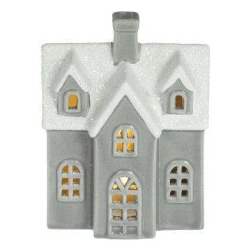 Decoração em porcelana LED/2xLR44/branco quente casa cinzento