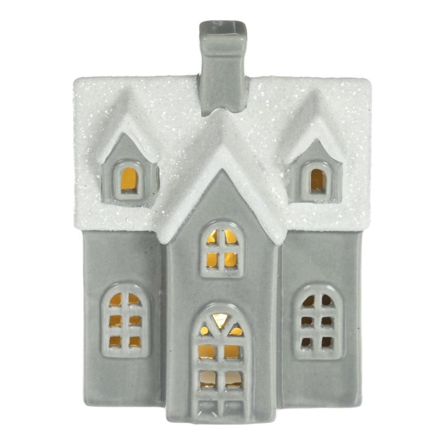 Decoração em porcelana LED/2xLR44/branco quente casa cinzento