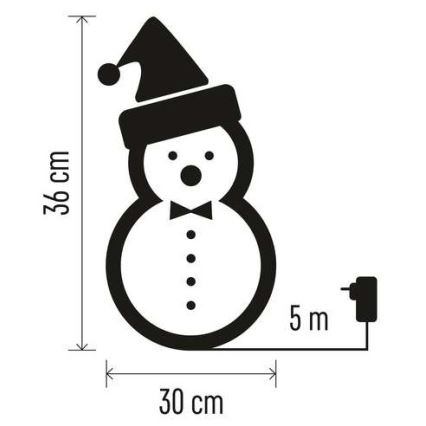 Decoração exterior de Natal LED 40xLED/2,1W/230V IP44 boneco de neve