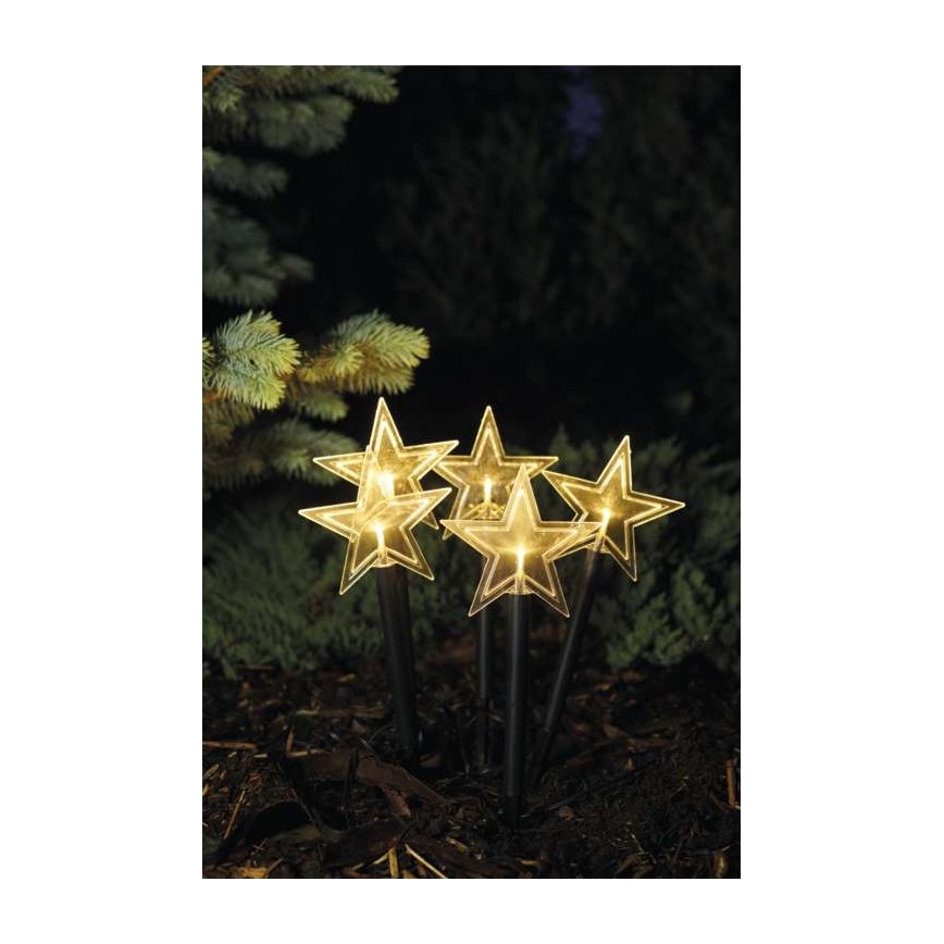 Decoração exterior de Natal LED 5xLED/3xAA IP44 estrelas