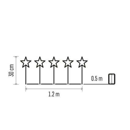 Decoração exterior de Natal LED 5xLED/3xAA IP44 estrelas
