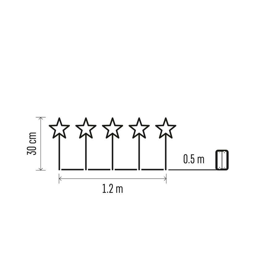 Decoração exterior de Natal LED 5xLED/3xAA IP44 estrelas