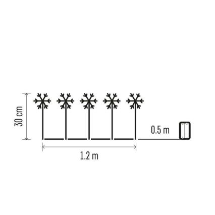 Decoração exterior de Natal LED 5xLED/3xAA IP44 flocos de neve