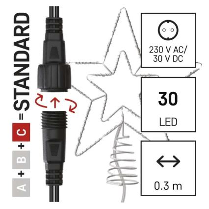 Decoração de Natal LED para exterior 30xLED/4W/30V IP44 branco frio