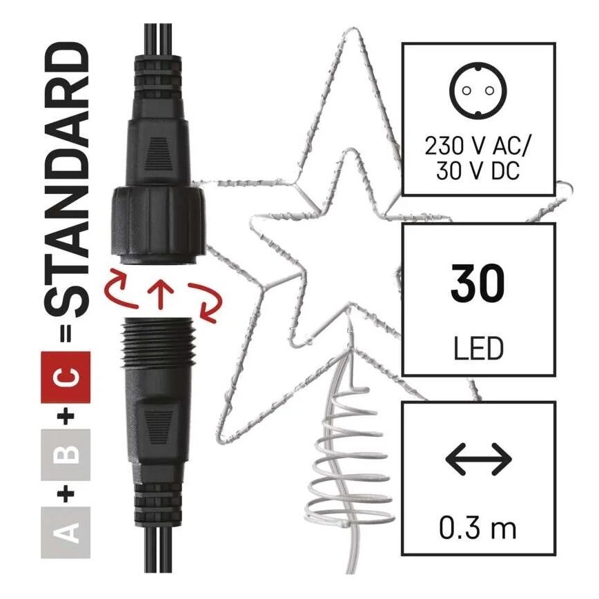 Decoração de Natal LED para exterior 30xLED/4W/30V IP44 branco frio