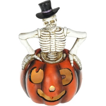 Decoração LED HALLOWEEN LED/2xLR44/branco quente esqueleto numa abóbora resina