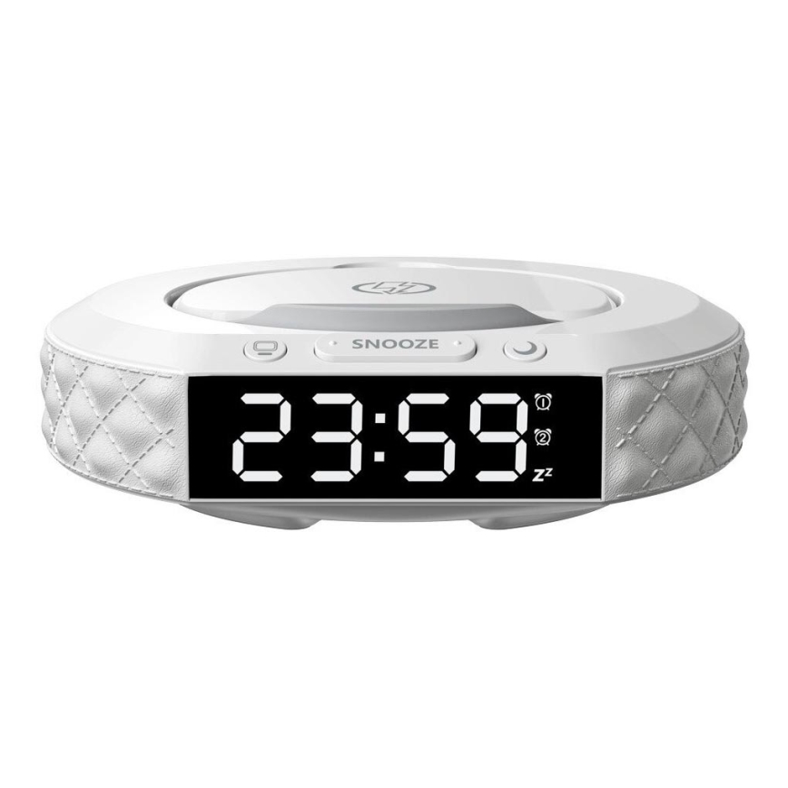 Despertador com visor LCD e sem fios Qi charger 27W/9V branco