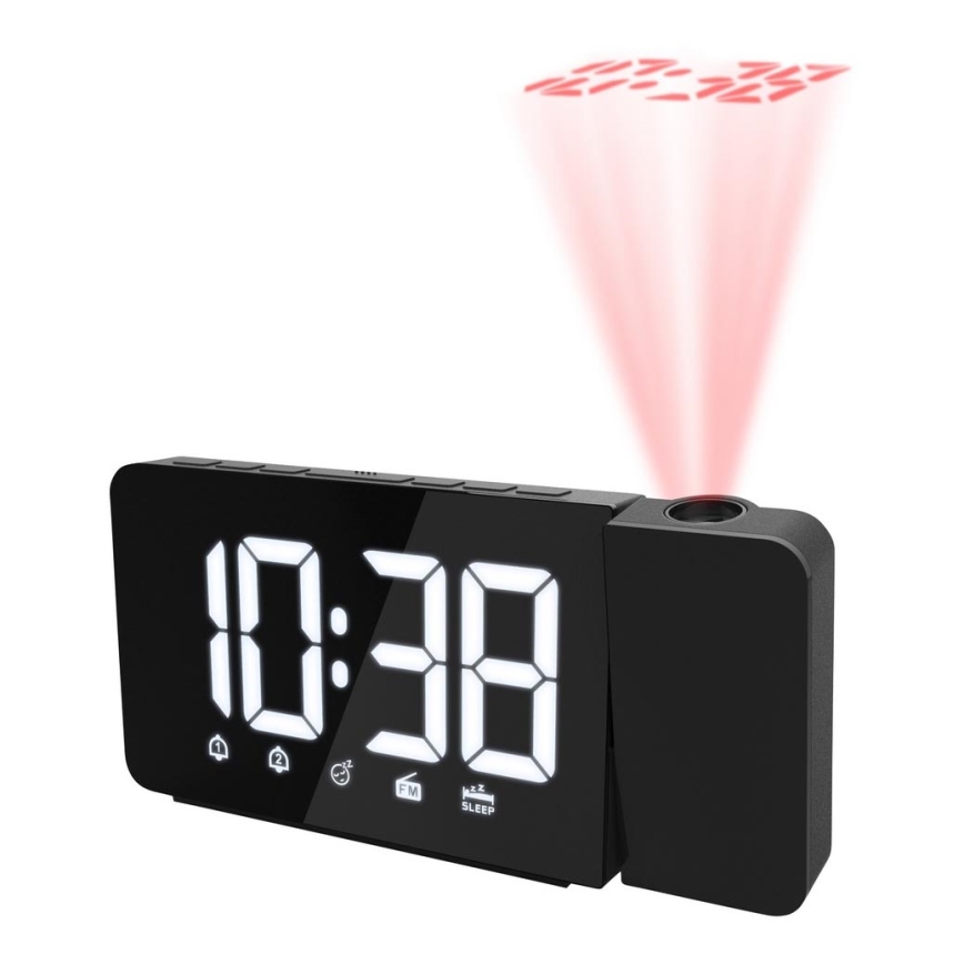 Despertador com visor LED e projetor 1xCR2032/5V