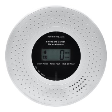 Detector de fumo e monóxido de carbono com ecrã LCD 2xAA