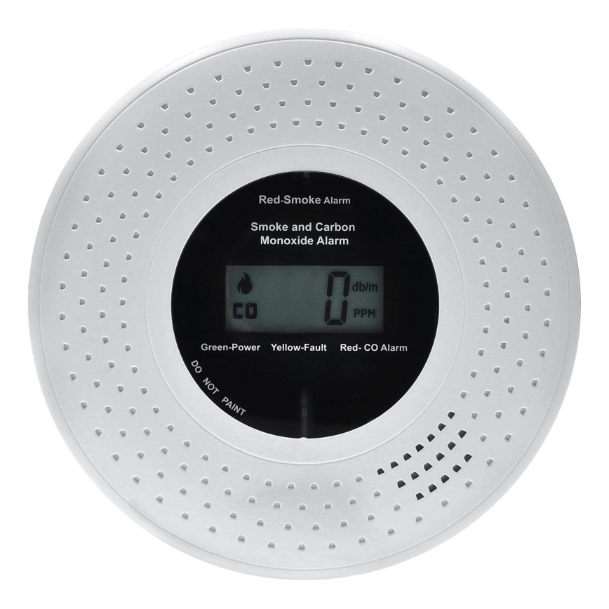 Detector de fumo e monóxido de carbono com ecrã LCD 2xAA