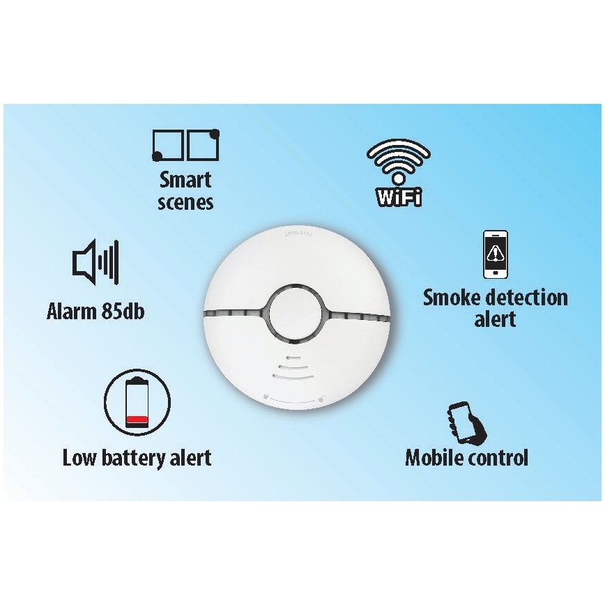 Detetor de fumo inteligente 2xAAA Wi-Fi Tuya