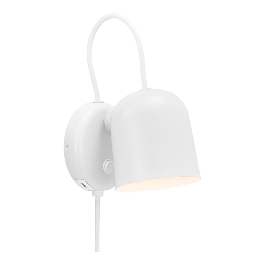 DFTP by Nordlux - Luminária de parede com foco e porta USB ANGLE 1xGU10/25W/230V branco