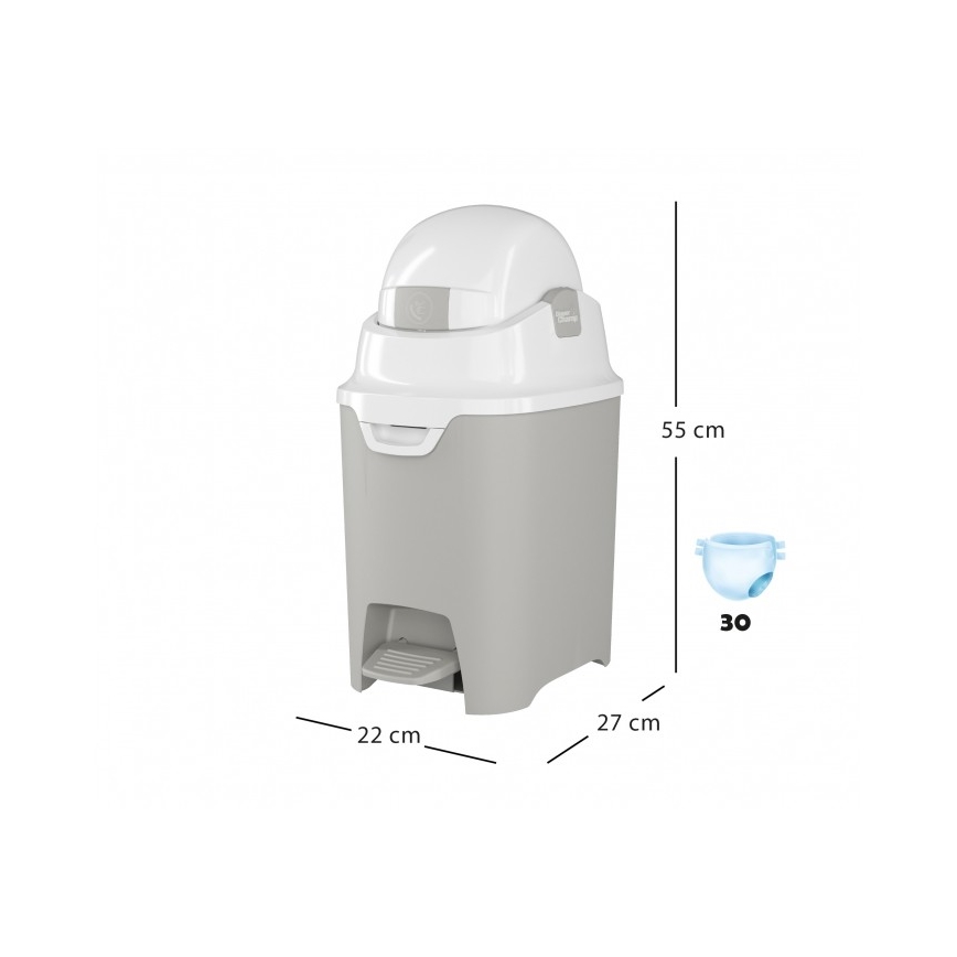 DiaperChamp - Caixote do lixo para fraldas ONE HANDSFREE cinzento
