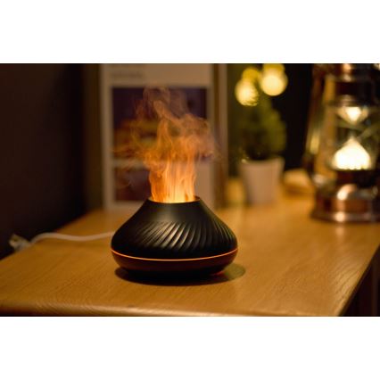Difusor de aromas LED RGB com imitação de chamas LED/6,5W/5V 130ml preto