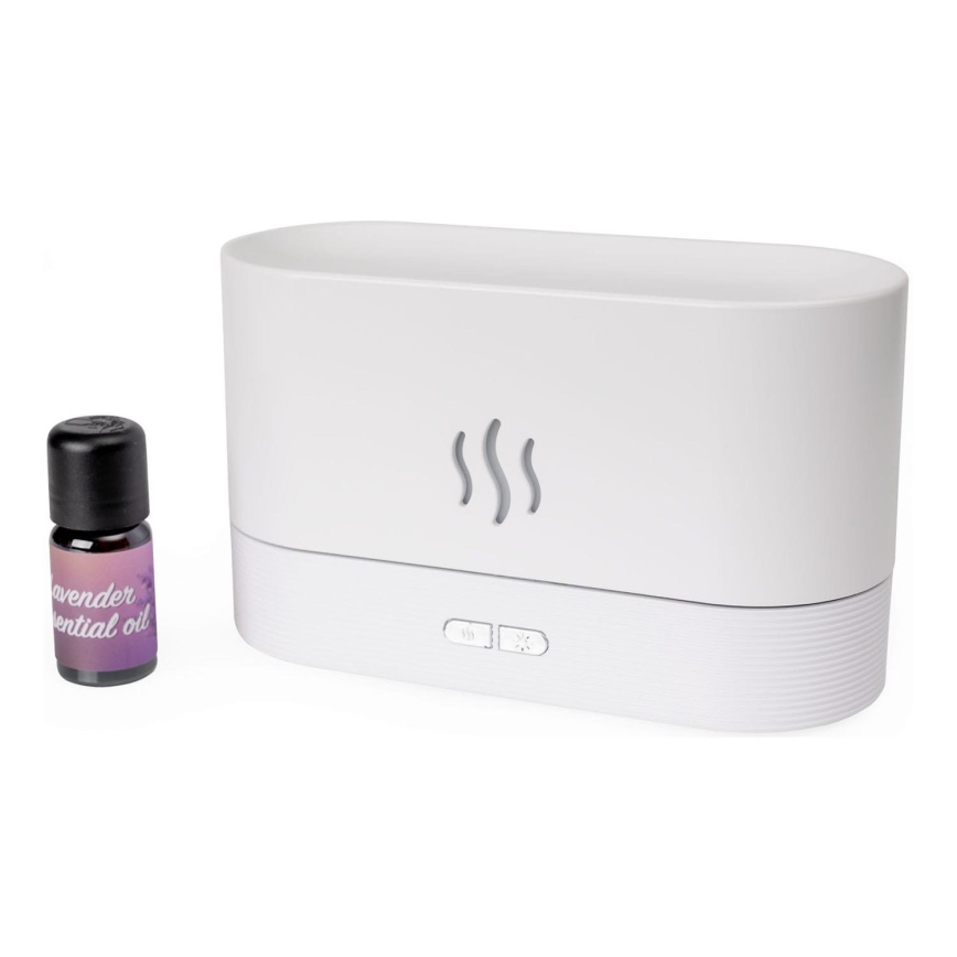 Difusor de aromas LED RGB  ultrassónico e humidificador de ar com retroiluminação 180ml branco