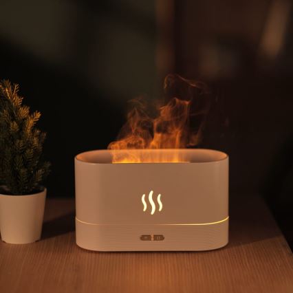 Difusor de aromas LED RGB  ultrassónico e humidificador de ar com retroiluminação 180ml branco