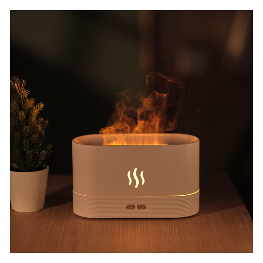 Difusor de aromas LED RGB  ultrassónico e humidificador de ar com retroiluminação 180ml branco