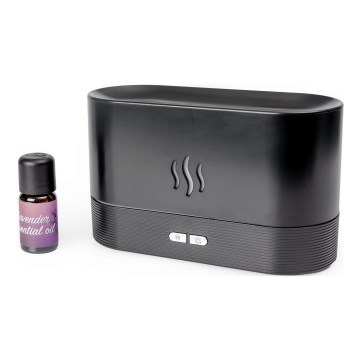 Difusor de aromas LED RGB  ultrassónico e humidificador de ar com retroiluminação 180ml preto