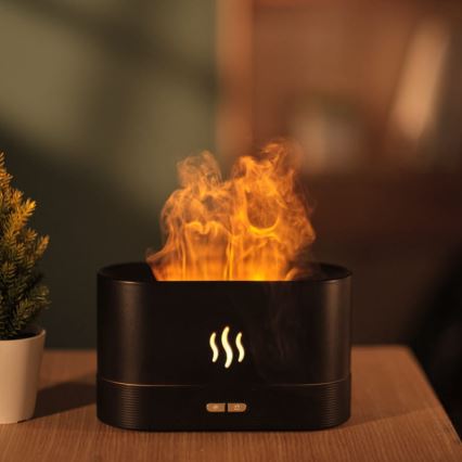 Difusor de aromas LED RGB  ultrassónico e humidificador de ar com retroiluminação 180ml preto