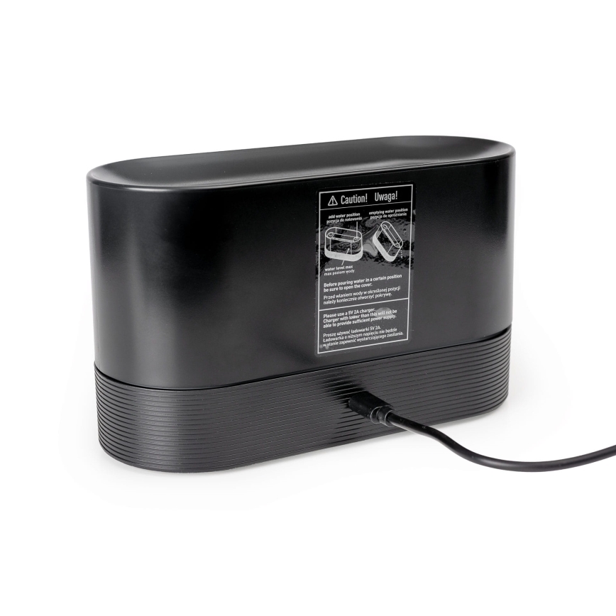 Difusor de aromas LED RGB  ultrassónico e humidificador de ar com retroiluminação 180ml preto