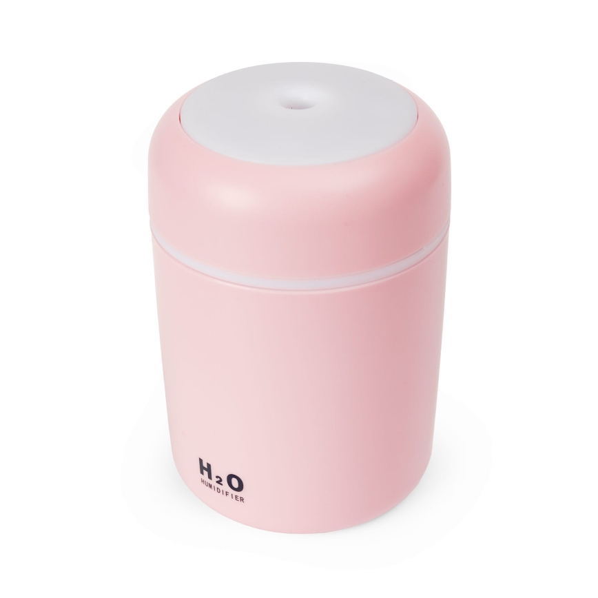 Difusor de aromas LED RGB  ultrassónico e humidificador de ar LED/2W 300ml rosa