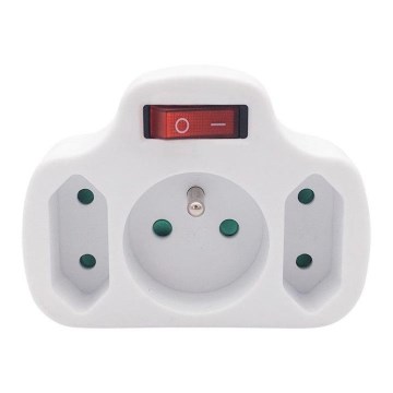 Divisor de tomadas 1Z 10A + 2Z 2,5A com interruptor