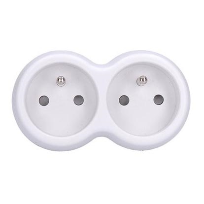 Divisor de tomadas 2x 10A, branco-cinzento