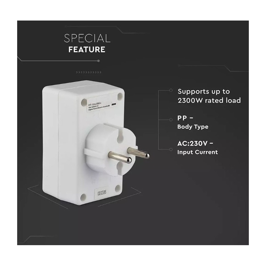 Divisor de tomadas 4x2,5A/230V