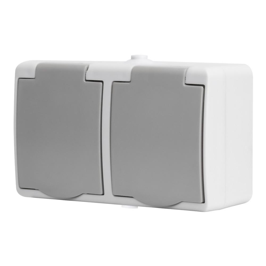Double socket for humid environment IP54