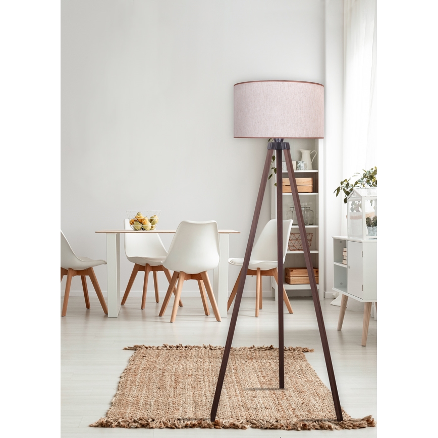 Duolla - Candeeiro de chão 1xE27/60W/230V diâmetro 44 cm bege/castanho