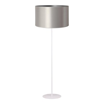 Duolla - Candeeiro de chão CANNES 1xE27/15W/230V diâmetro 45 cm prateado/branco