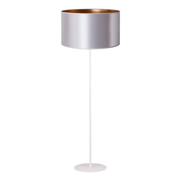 Duolla - Candeeiro de chão CANNES 1xE27/15W/230V diâmetro 45 cm prateado/cobre/branco