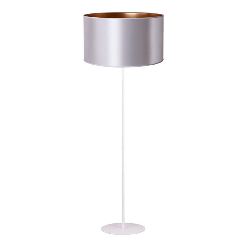 Duolla - Candeeiro de chão CANNES 1xE27/15W/230V diâmetro 45 cm prateado/cobre/branco