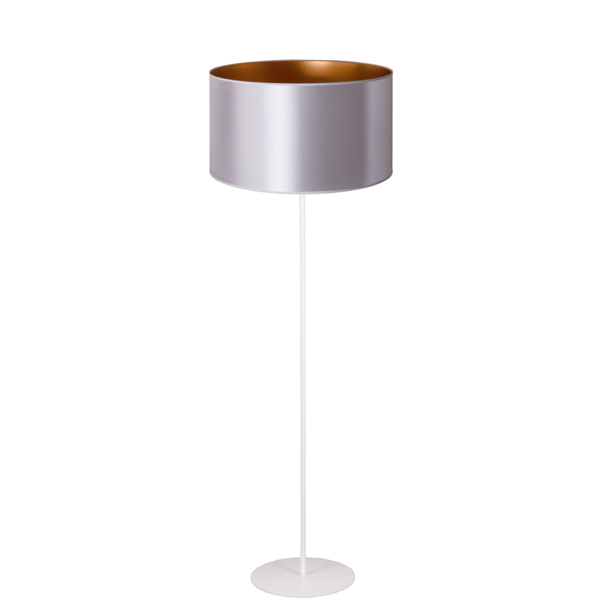 Duolla - Candeeiro de chão CANNES 1xE27/15W/230V diâmetro 45 cm prateado/cobre/branco