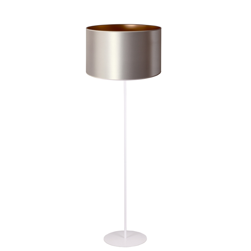 Duolla - Candeeiro de chão CANNES 1xE27/15W/230V diâmetro 45 cm prateado/cobre/branco
