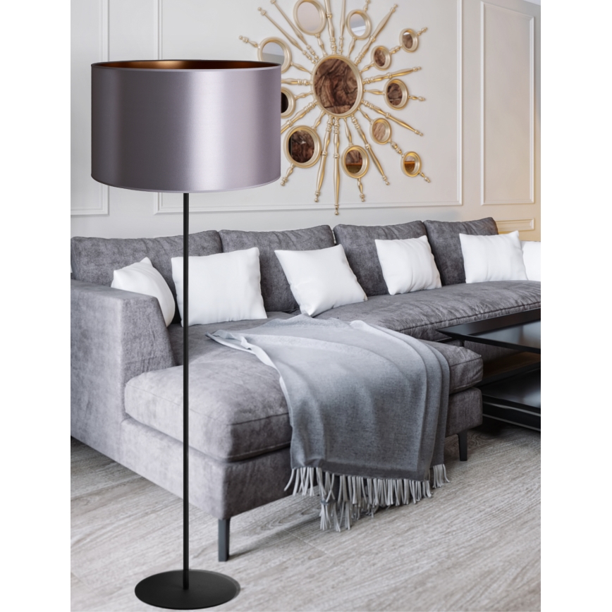 Duolla - Candeeiro de chão CANNES 1xE27/15W/230V diâmetro 45 cm prateado/cobre/preto