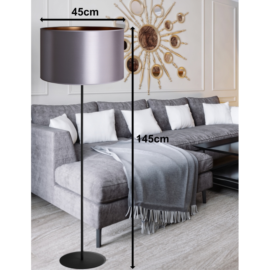 Duolla - Candeeiro de chão CANNES 1xE27/15W/230V diâmetro 45 cm prateado/cobre/preto