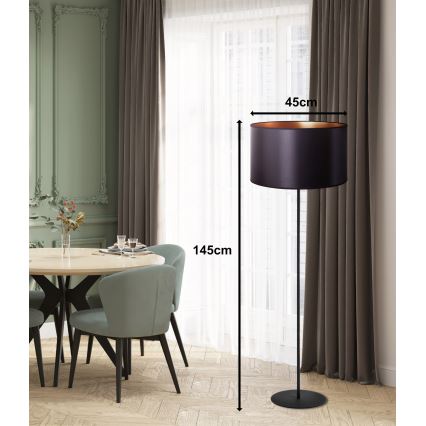 Duolla - Candeeiro de chão CANNES 1xE27/15W/230V diâmetro 45 cm preto/cobre