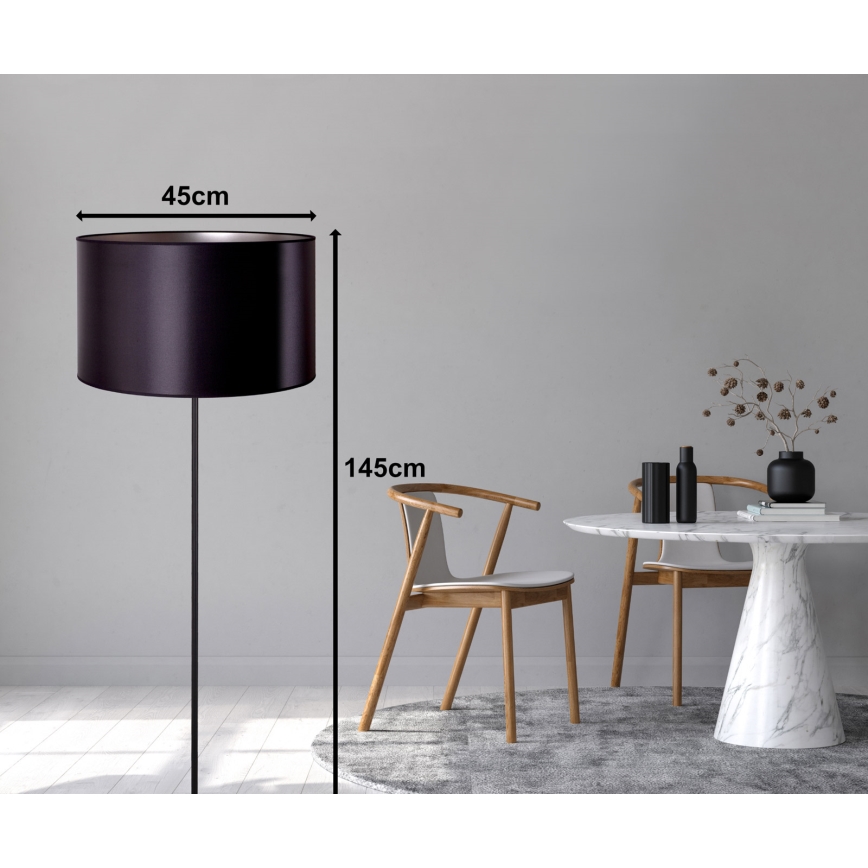 Duolla - Candeeiro de chão CANNES 1xE27/15W/230V diâmetro 45 cm preto/prateado