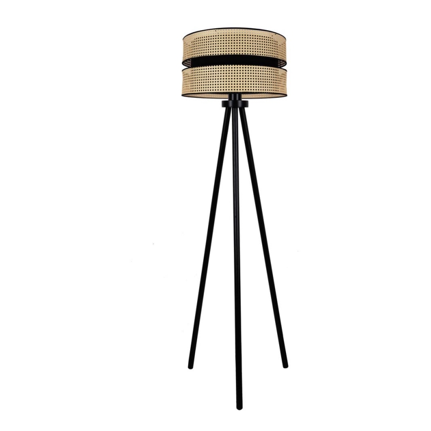 Duolla - Candeeiro de chão DUO 1xE27/15W/230V diâmetro 40 cm vime/preto