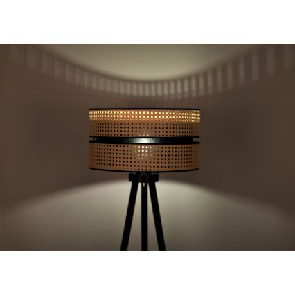 Duolla - Candeeiro de chão DUO 1xE27/15W/230V diâmetro 40 cm vime/preto