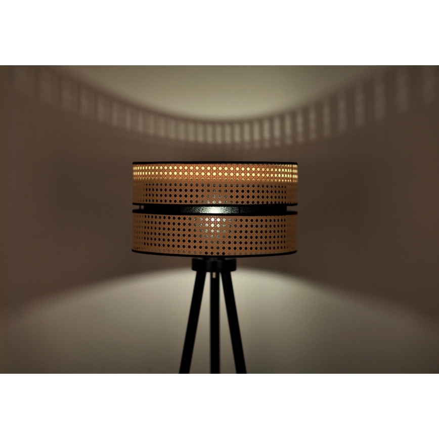 Duolla - Candeeiro de chão DUO 1xE27/15W/230V diâmetro 40 cm vime/preto