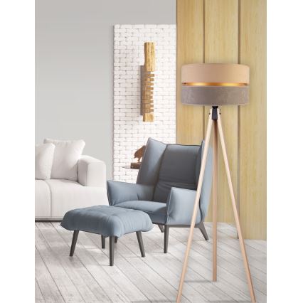 Duolla - Candeeiro de chão DUO 1xE27/60W/230V diâmetro 44 cm bege/cinzento/bege